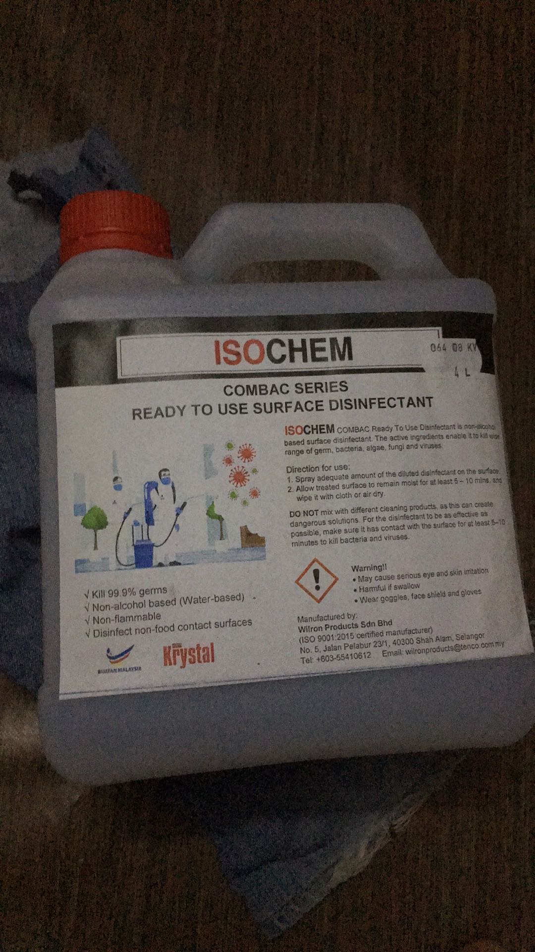 Isochem Sanitizer Spray 4 Litres By Wilron Krsytal Non Alcohol Base Sanitizer Shopee Malaysia