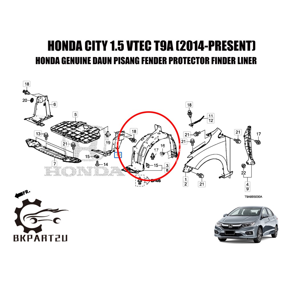 HONDA CITY 1.5 VTEC T9A (2014-PRESENT) DAUN PISANG FENDER 