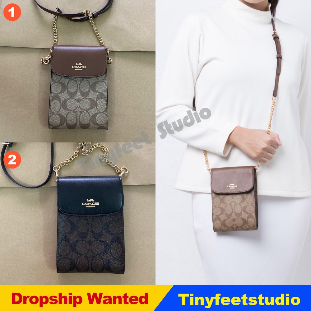 Coach 3051 Rachel Phone Crossbody Signature Canvas Women Sling Handphone  Chain Bag | Shopee Malaysia