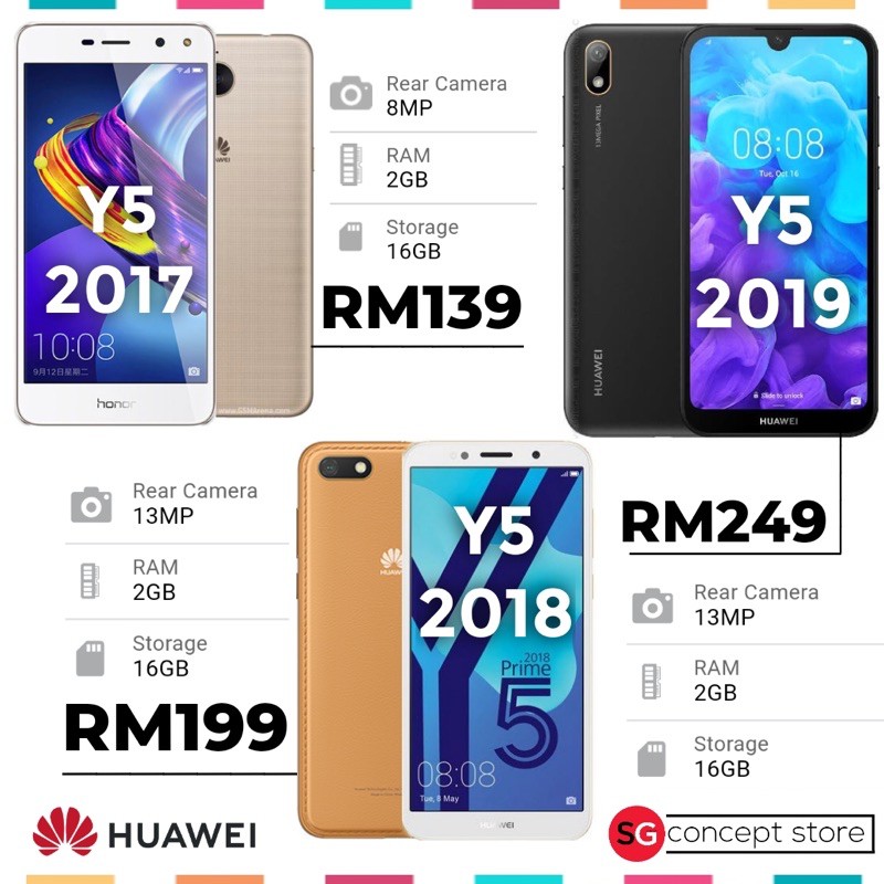 Huawei Honor Y5 &Y5 2017/2018/2019 (original secondhand) 2gb ram 16GB ...