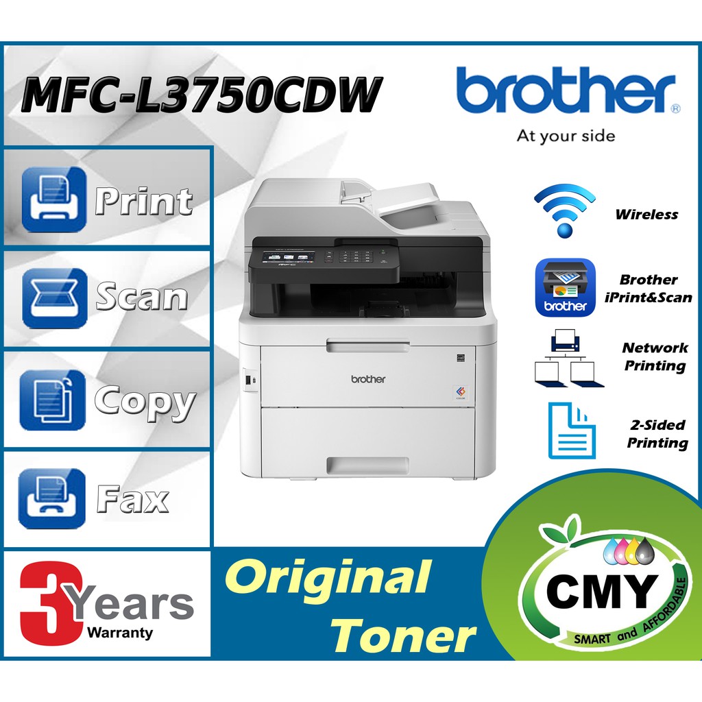 Brother MFCL3750CDW Color Laser Print Scan Copy Fax LED Duplex