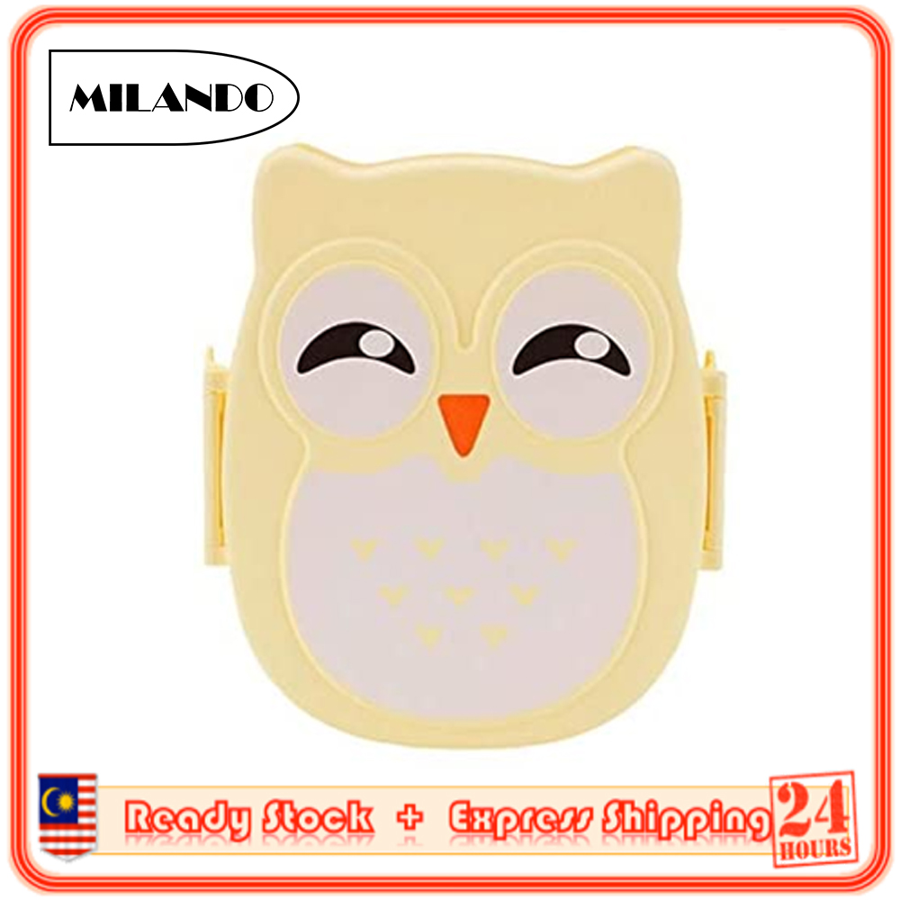 (900ml) MILANDO Kid Student Owl Lunch Box Food Storage Container Portable Bento Box (Type 6)
