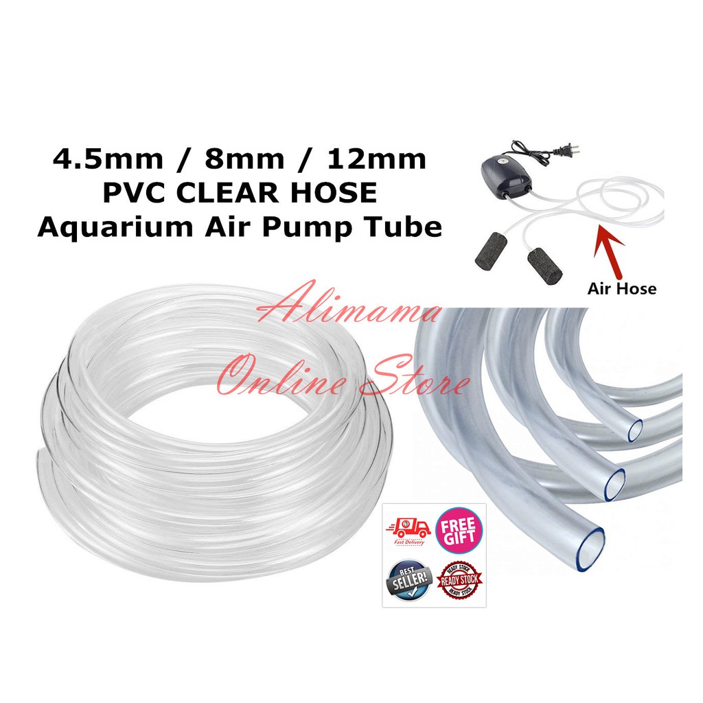 4.5mm / 8mm / 12mm Aquarium Air Pump Tube PVC Hose Pipe Fish Tank Air Pump Oxygen Tubing Water
