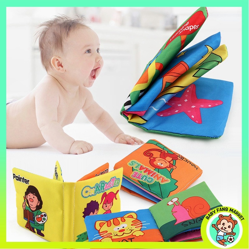 Ready Stock Newborn Buku Bayi Kids Soft Cloth Baby Book Educational Children Fabric Reading Learning Material First Book