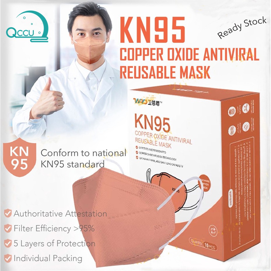[Ship 24 Hrs] WPD COPPER OXIDE 5PLY KN95 MASK Reusable 60 times WPD KN95 Copper Oxide Antiviral