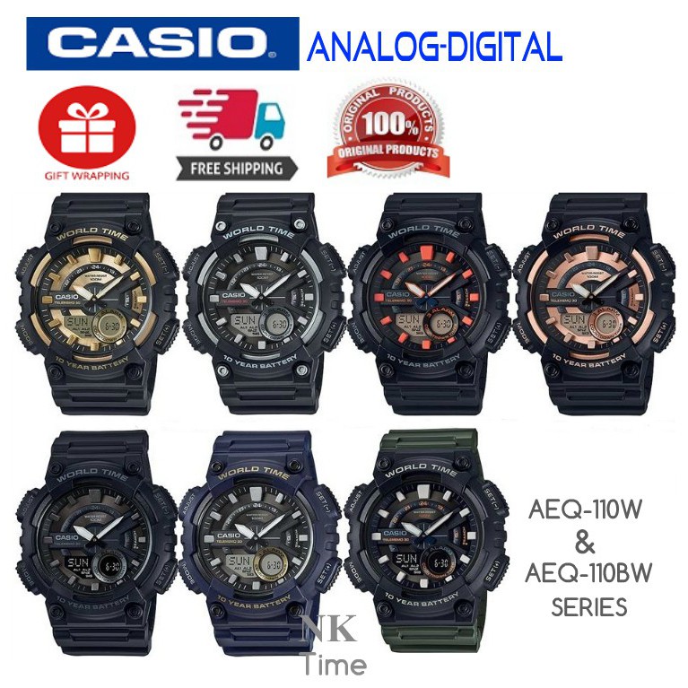 Casio AEQ-110W-1AV/1BV/1A2/1A3/2AV/3AV/110BW-9AV Analog-Digital Watch ...