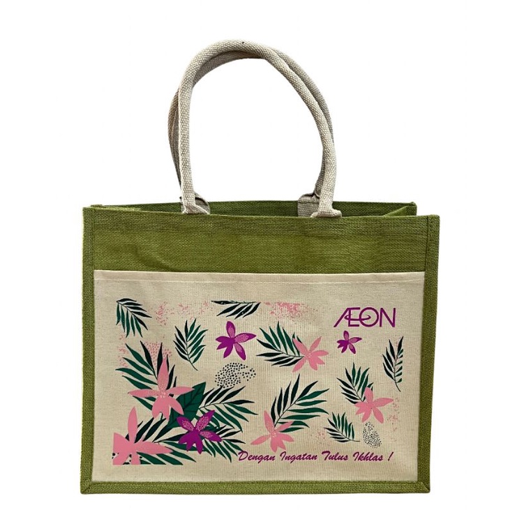 Aeon Burlap Bag/Tote Bag/Jute Bag A3 size Big Capacity Shopee Malaysia