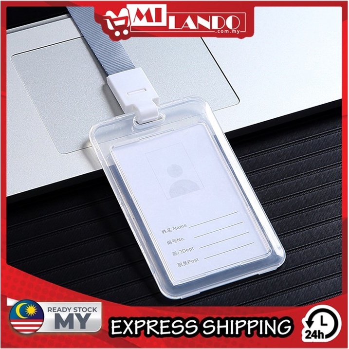 MILANDO Vertical Transparent Plastic ID Card Holder Office Name Tag Card With Lanyard (Type 16)