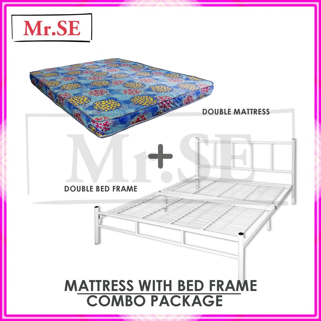 3v Powder Coat Metal Queen Bed Frame, Bed Frame And Mattress Combo