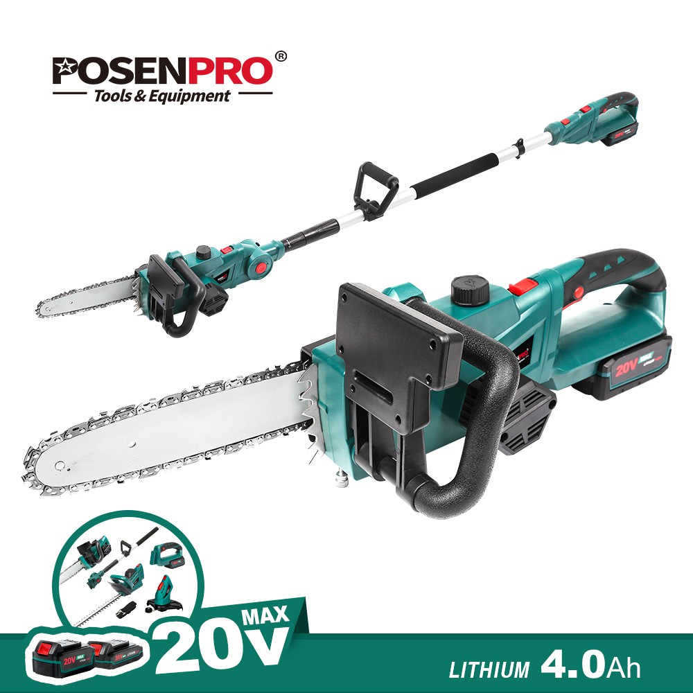 POSENPRO 20V Cordless Chain Saw Chainsaw With 4.0Ah Battery And Charger
