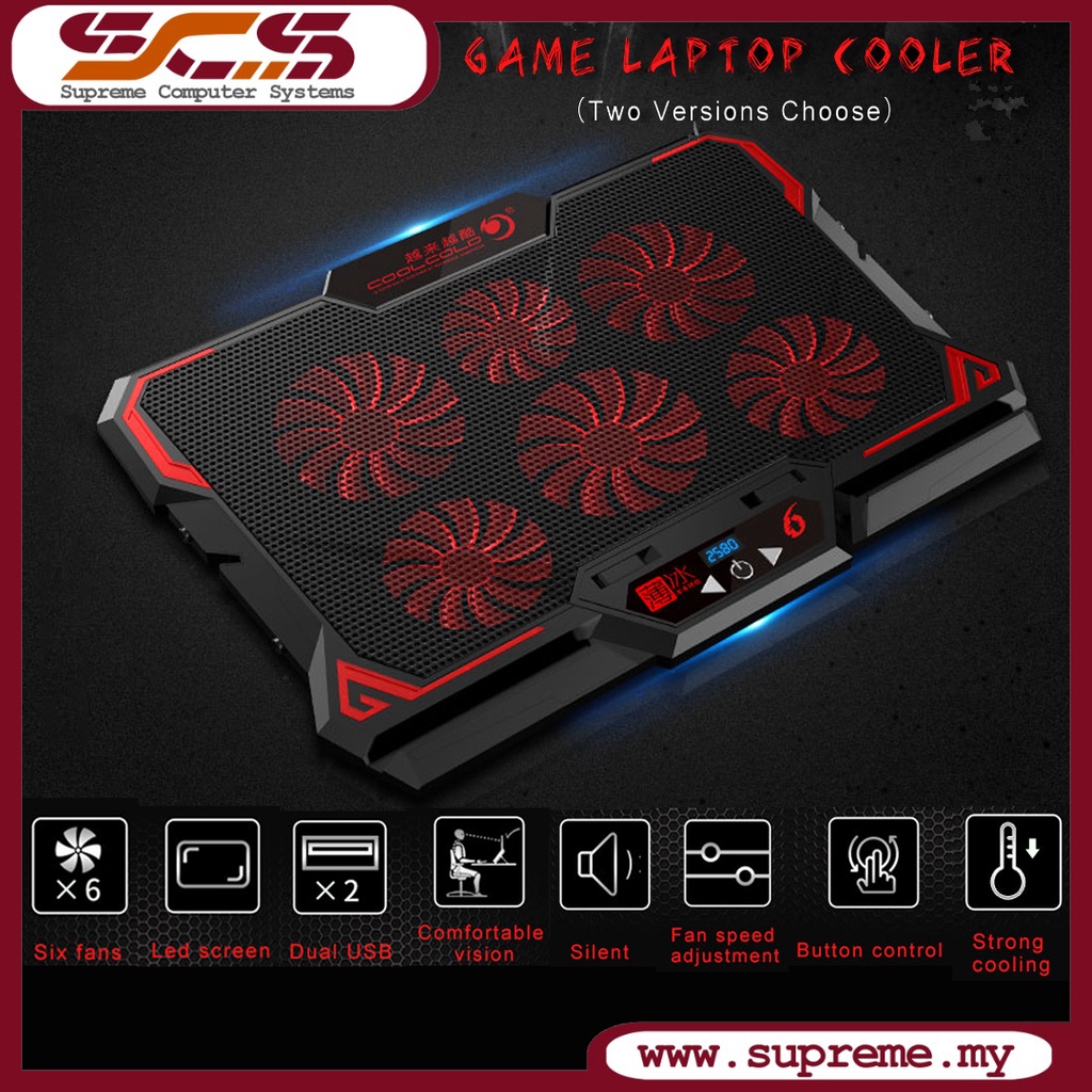 【COOLCOLD】 K38 Notebook Cooler Pad / Laptop Gaming Air Cooling Fan / 6