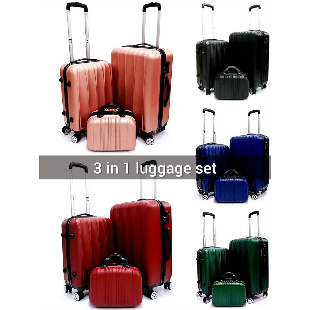 new design A1 beg bagasi luggage set 12"+20"+24" 3in1 2in1 abs travel