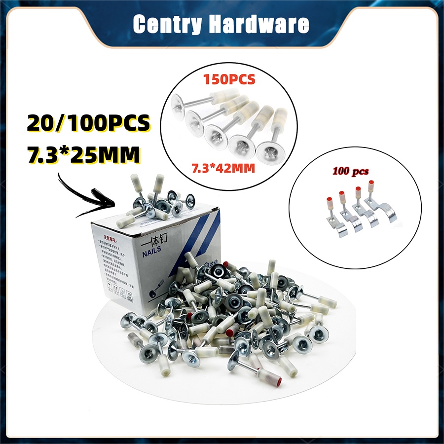 100PCS Steel Nails Guns Rivet Tool Accessories Home Wall Fastener Set Nails 25mm Nails Suitable for 7.3mm Nail Gun