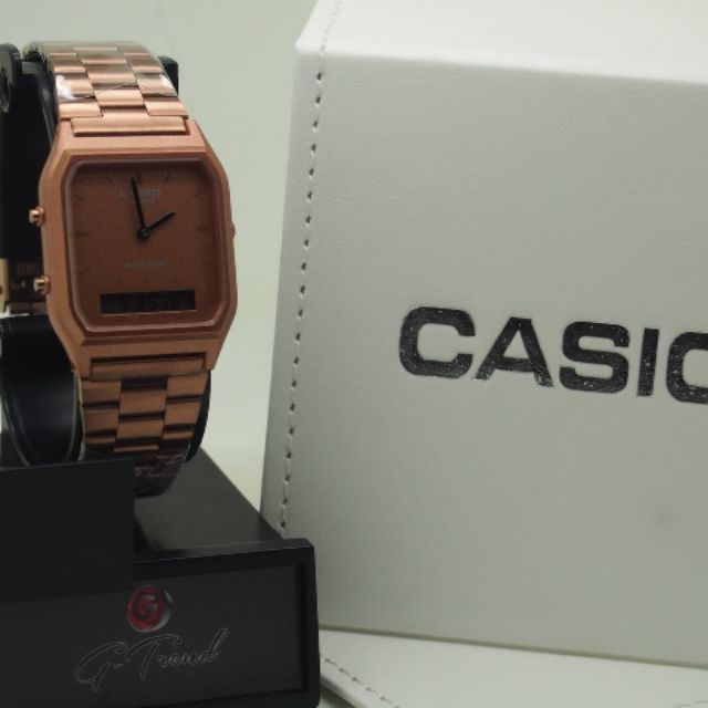 casio aq 230 rose gold