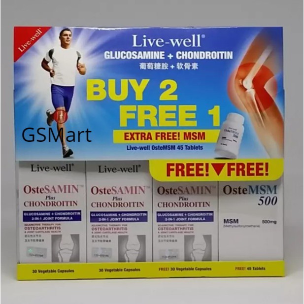 Live-Well OsteSAMIN Plus Glucosamine + Chondroitin 30s / 100s (BUY 2 GET 1 FREE + 1 FREE) (exp: 11/2025)