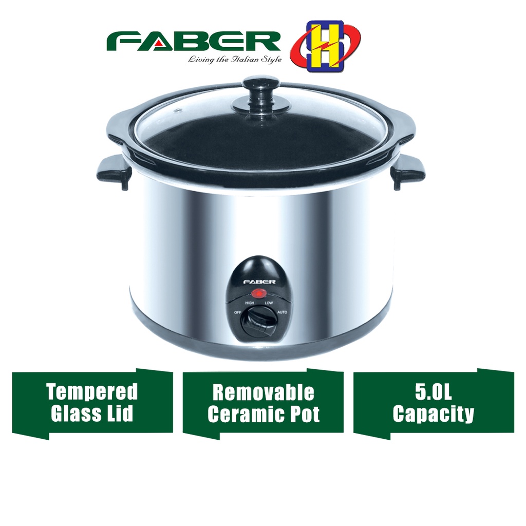 Faber Slow Cooker (5.0L/320W) Removable Ceramic Pot FSC 550 SS