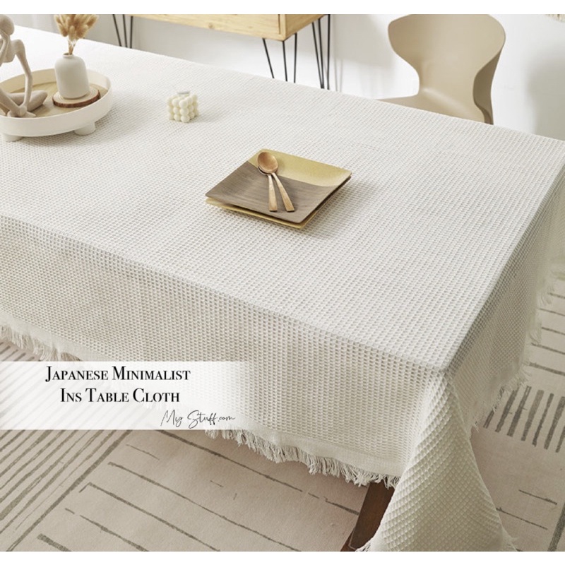 Mystuff527 NEW Japanese Minimalist Ins Cotton Linen Table Cloth Alas Meja Desk Cover Sheet Props 桌布