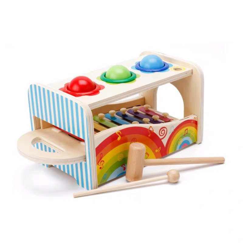 Mainan Kayu Xylophone & Ketuk Bola – Mainan Muzik & Kemahiran Motor untuk Bayi & Kanak-Kanak-T021