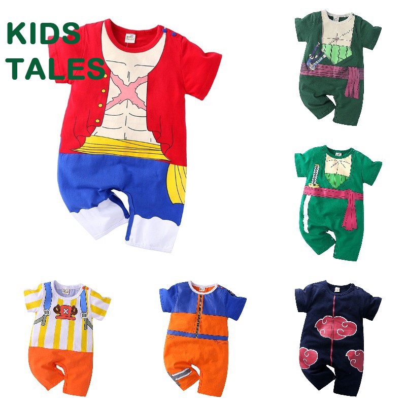 ONE PIECE Anime Printed Cute Baby Boy Romper Summer Baby Romper Cotton Short Sleeve Newborn Clothes O-neck Infant Clothing 0-18 Months