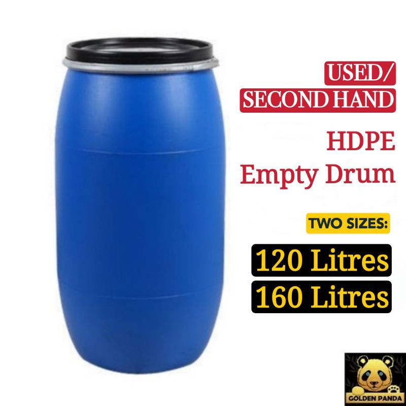 [USED/ SECOND HAND] HDPE Empty Drum/ Chemical Plastic Barrel/ Pails/ Bekas Air/ 高质量二手水桶- Open Top- 160L/KG 120L/KG