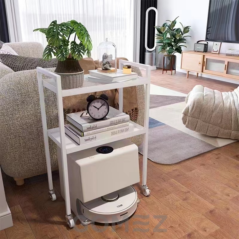 Side Rack Robot Vacuum Station Dock Coffee Table Carbon Steel Bedside Sofa Multipurpose Design Rak Tepi Sofa Meja Kecil