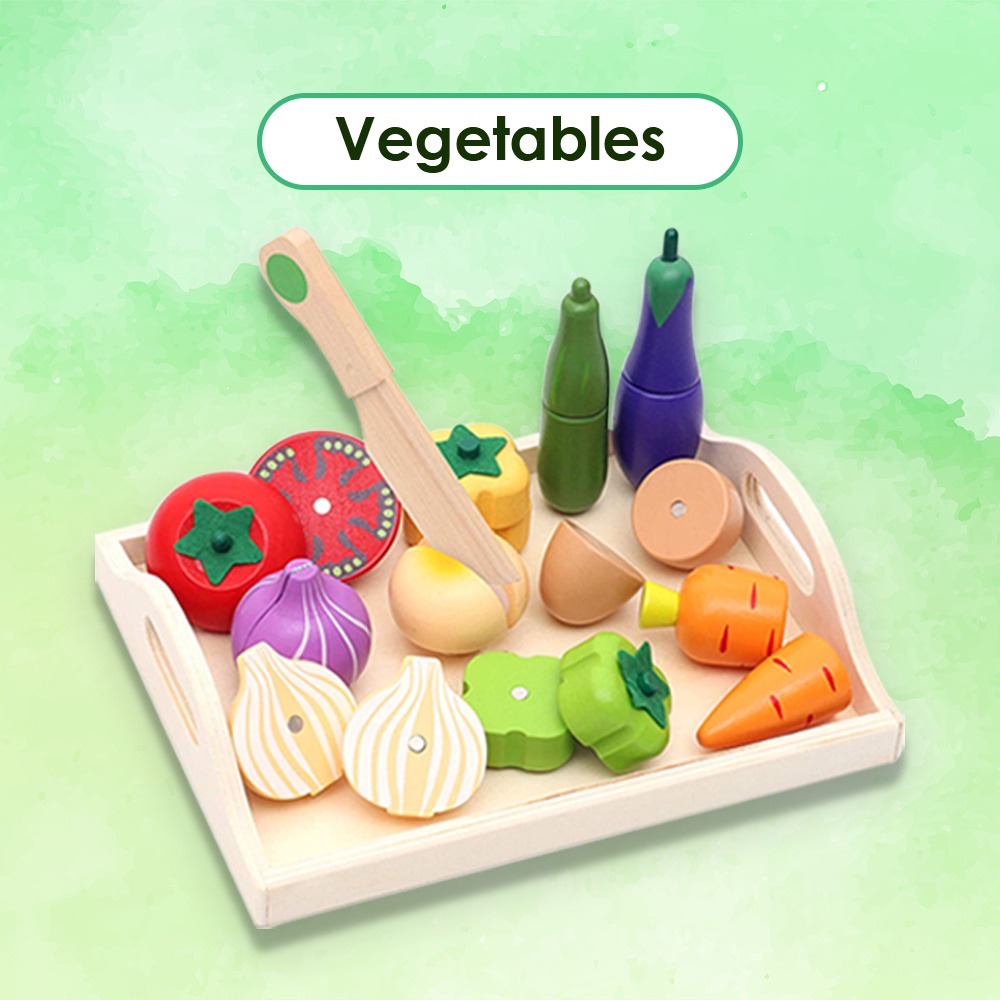 TKB18 Wooden Fruit Cutting Vegetables Toy Wooden Role Play