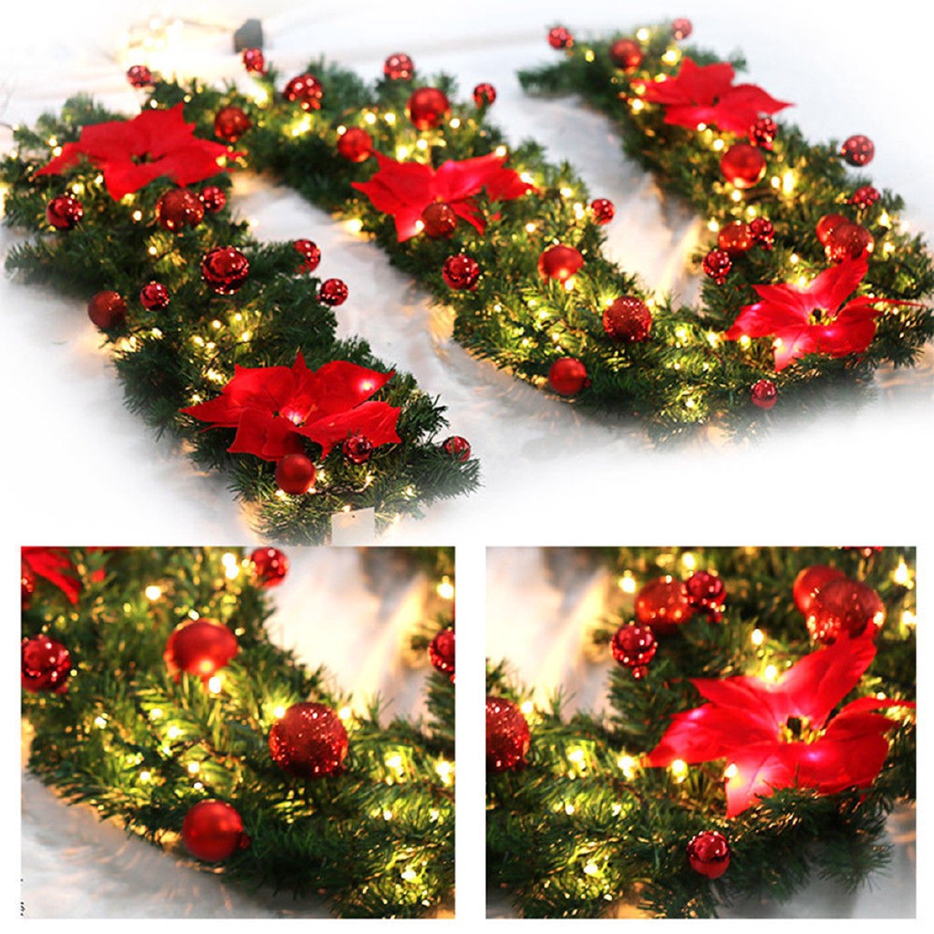 2 7m Led Christmas Garland Pine Tree Fireplace Decoration