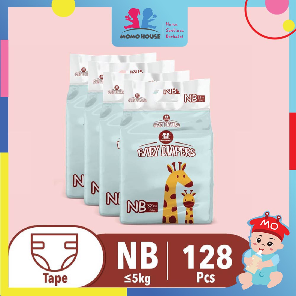 Momo House Baby Diaper Tape Nb36 S54 M50 L46 Xl44 4 Packs Shopee Malaysia