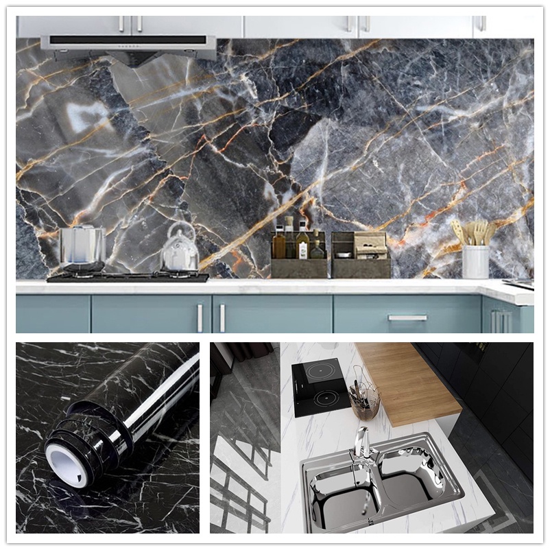 500cm*60cm Marble Waterproof Wallpaper Large Self Adhesive