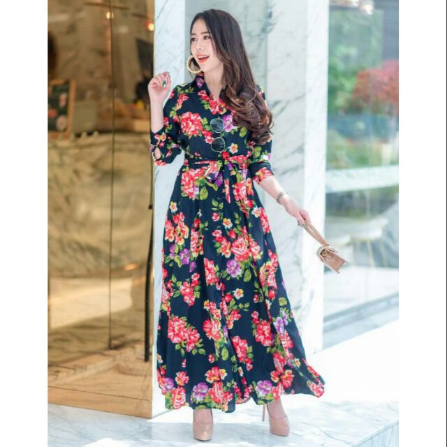 floral maxi dress shopee