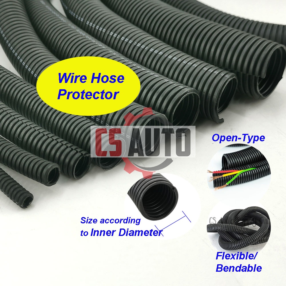 1m x Car Wire Hose Flexible Tubing Cable Split Loom Lorry Motor Protect Pelindung Wayar Balut Wiring Terbuka (1 meter)