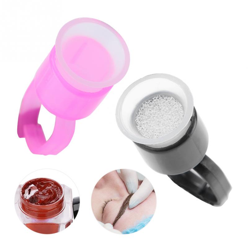 ❤ 2 Colors Disposable Tattoo Ink Sponge Cup Microblading Color Permanent Makeup Tattoo Tool 半永久纹绣戒指杯海绵色料杯|