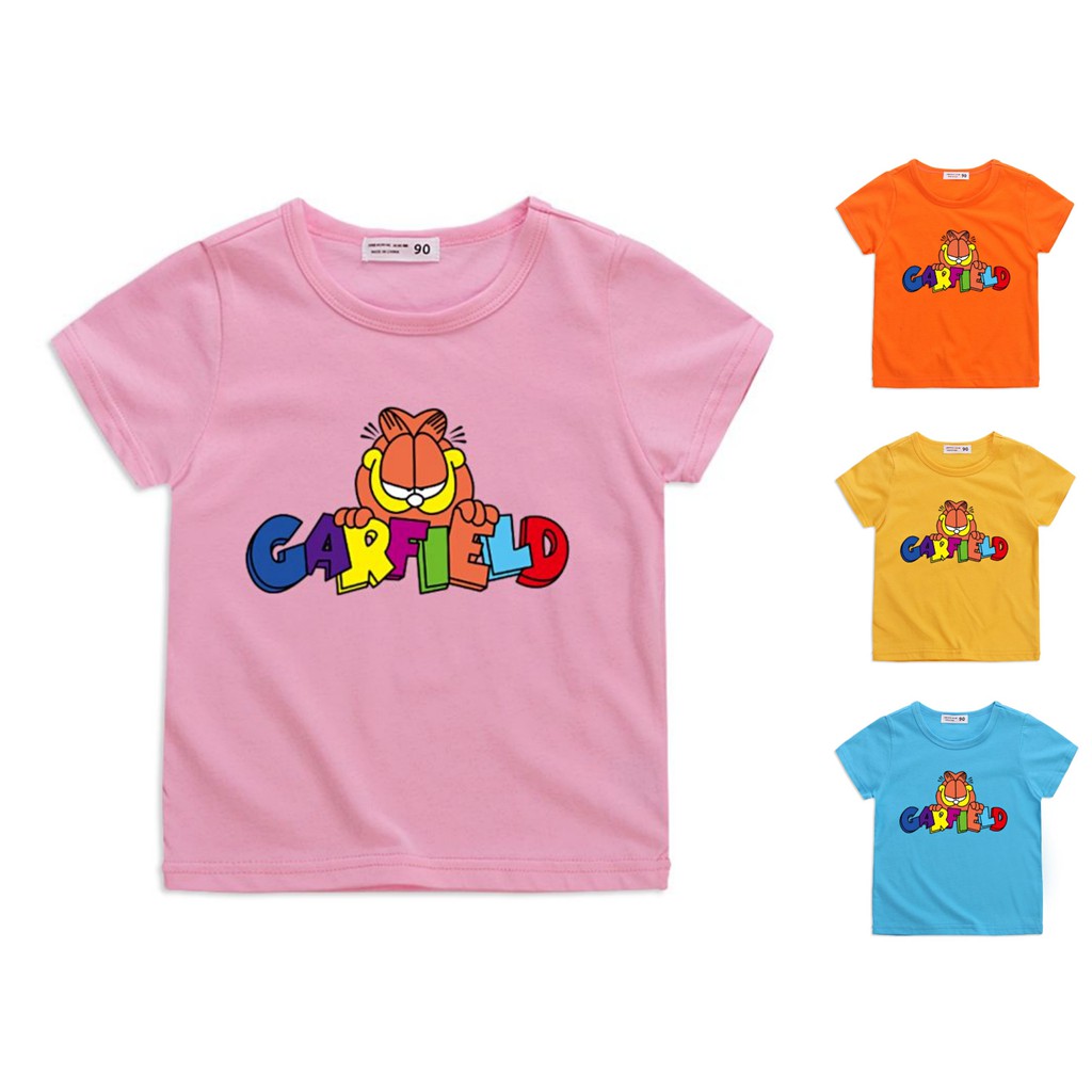 Kids Cartoon Garfield T Shirt Boys And Girls Short Sleeve Tee Shopee Malaysia - roblox garfield shirt