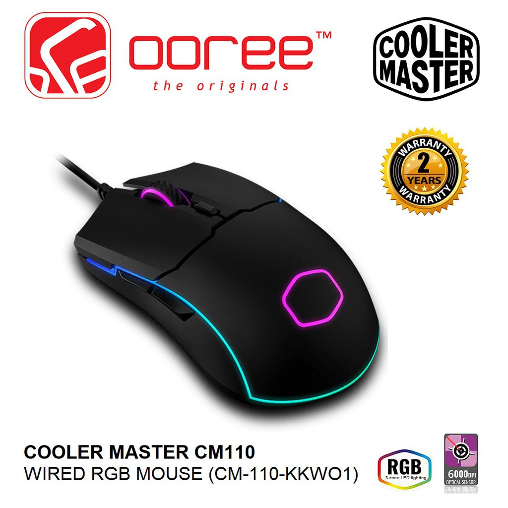 COOLER MASTER WIRED CM110 RGB 6000DPI GAMING MOUSE WITH GAMING-GRADE ...