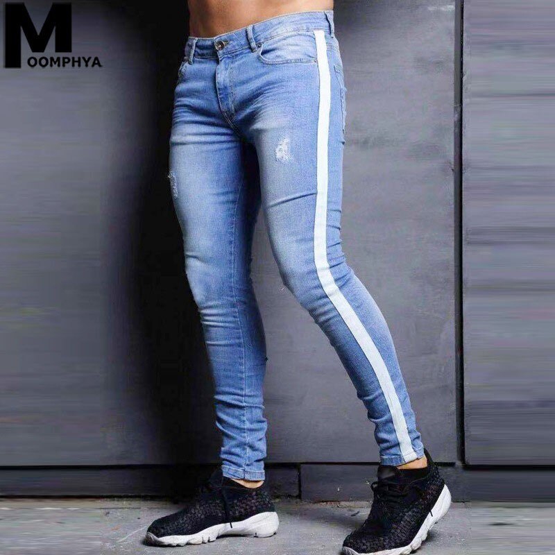 men jeans with side strip