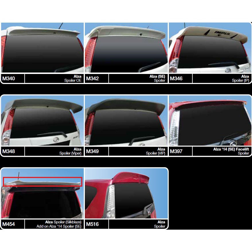 Perodua alza 2005  2021 rear roof top trunk ducktail lip spoiler OE