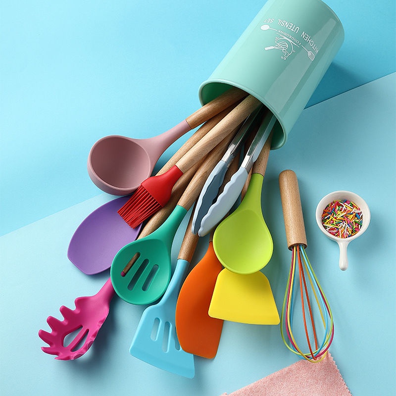 12 Pcs Sudip Silicone spatula Senduk Viral SpaCooking Tools Set Kitchen Cookware Utensils Scraper Senduk Penyepit