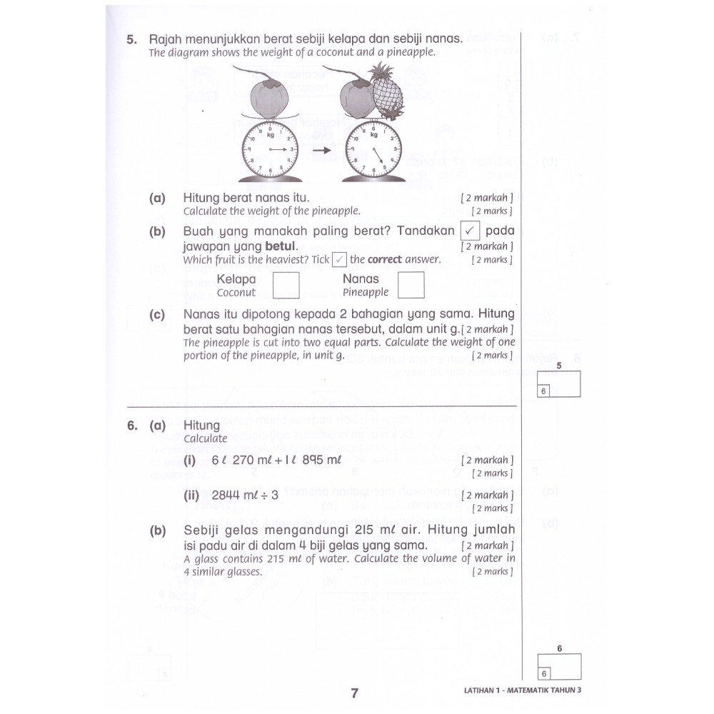 Soalan Matematik Tahun 3 Dwibahasa  vacaberka