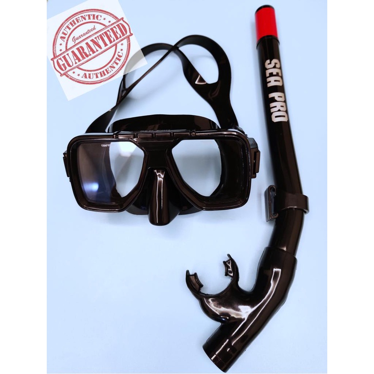 100 Authentic Seapro Dive Mask Set Black and snorkel For Adults(Ready