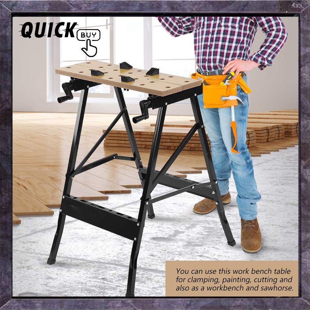 Portable Work Table Portable Work Bench and Vise Table Meja Kerja Kayu
