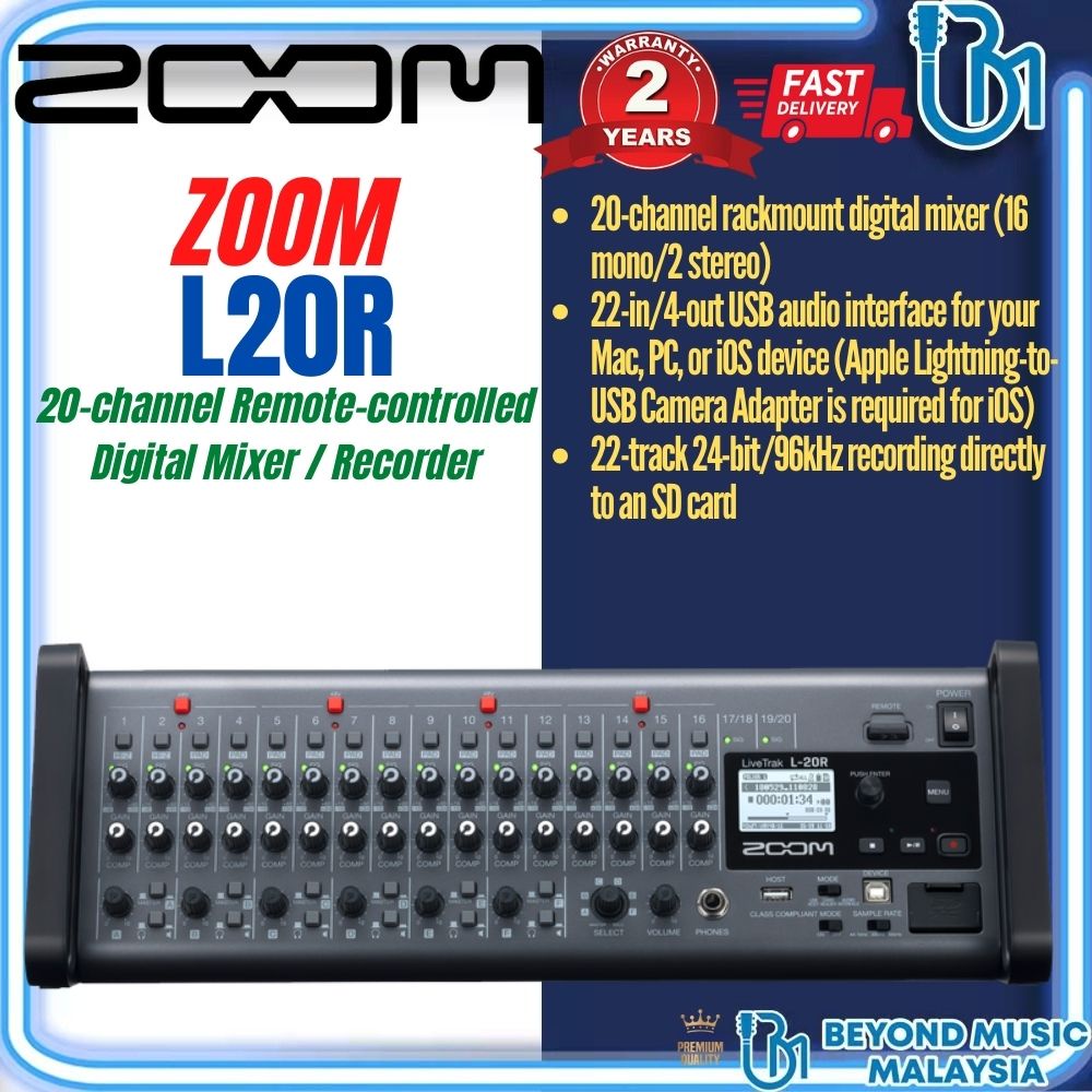 Zoom L20R 20channel Remotecontrolled Digital Mixer / Recorder