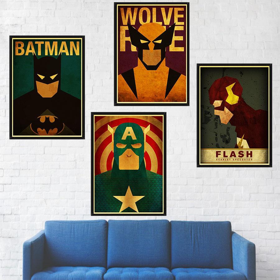 Marvel Minimal Super Heroes Vintage Posters For Home Decor Kraft