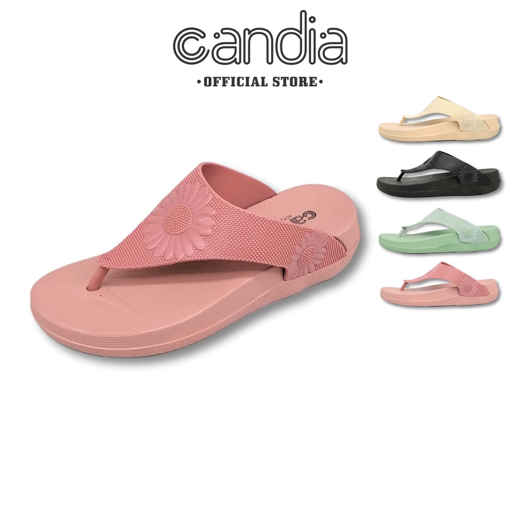 Candia Women Sandals Embossed SunFlower Slip On C31029-1-2-3-4