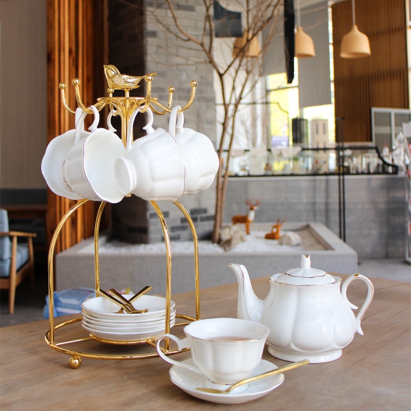 Gold Plated Cup Rack Display Stand Service For Tea Cups Tea Cup And Saucer Display Rack Teacup Stand Holder Shopee Malaysia