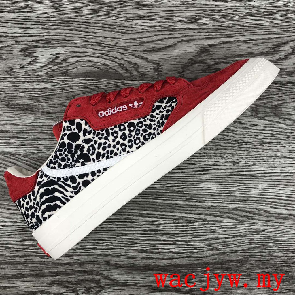 adidas originals continental vulc in red with leopard print