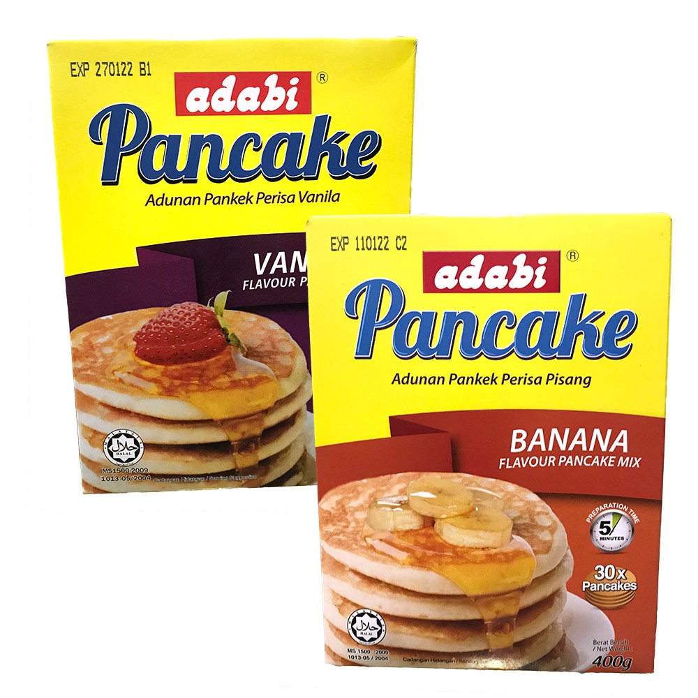 ADABI PANCAKE MIX [VANILLA / BANANA] 400G ADUNAN PANKEK SEGERA Shopee