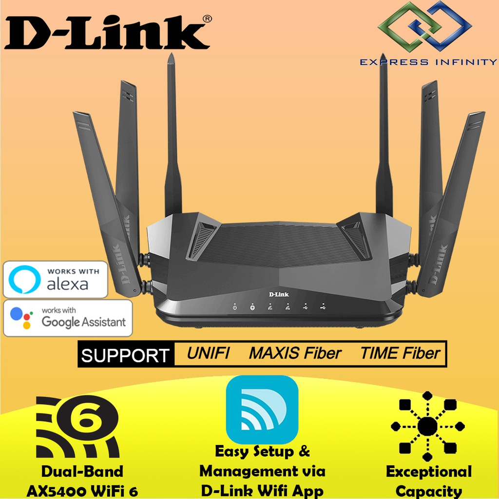 802.11ax Router OFDMA DIR-X5460 6-Stream Expand your network with WiFi Mesh Technology D-Link AX5400 Mesh WiFi 6 Router Dual Band Voice Control with Google Assistant and  Alexa MU-MIMO 
