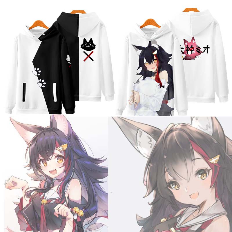 Hololive VTuber FAMS Ookami Mio Nakiri Ayame Hoodie 3D Printed Unisex