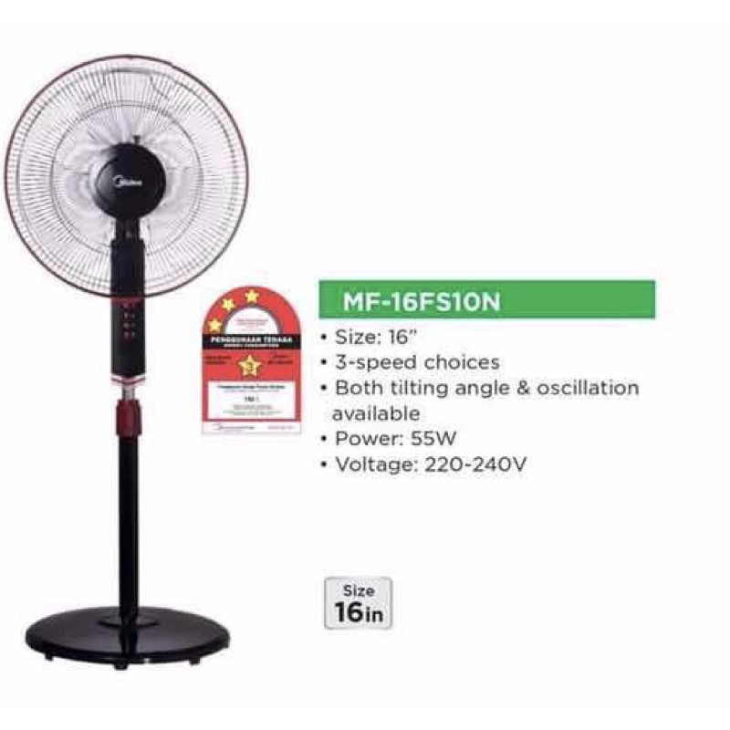 Midea Stand Fan 16inch Mf 16fs10n Shopee Malaysia