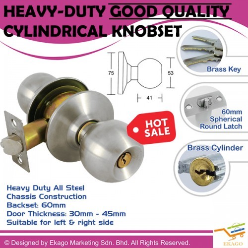 Heavy Duty Jtc Brass Copper Core 60mm Cylindrical Lock Steel Knob